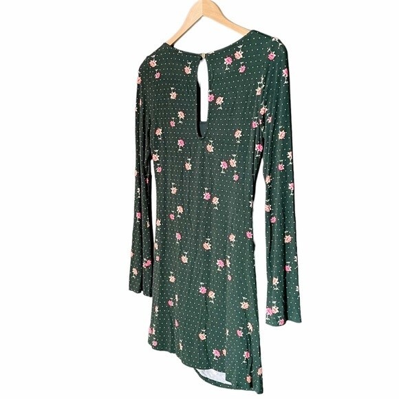 NWT Free People Celia Floral Square Neck Mini Dress Green Women’s Size Small New - Picture 6 of 15